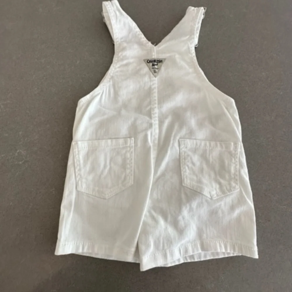 Oshkosh B'gosh Toddler 2T White Overall Shorts w/ Gap Navy Tank -Worn 2x